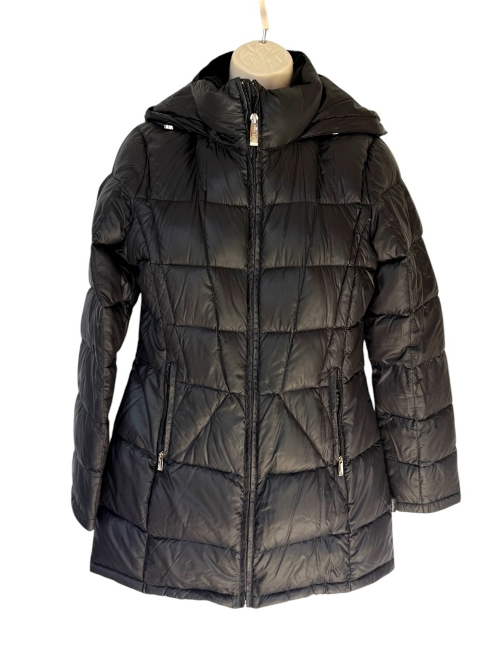 Calvin Klein Black Packable Lightweight Down Puffer Coat Hooded XS